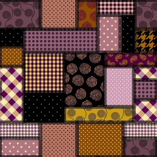 Patchwork textiel patroon. Naadloze quiltontwerp achtergrond. — Stockvector