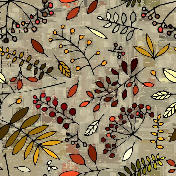 Бесшовный квадратный векторный рисунок с отпечатками листьев . — стоковый вектор