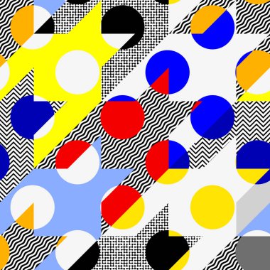 Klasik polka dot desende bir patchwork kolaj stili.