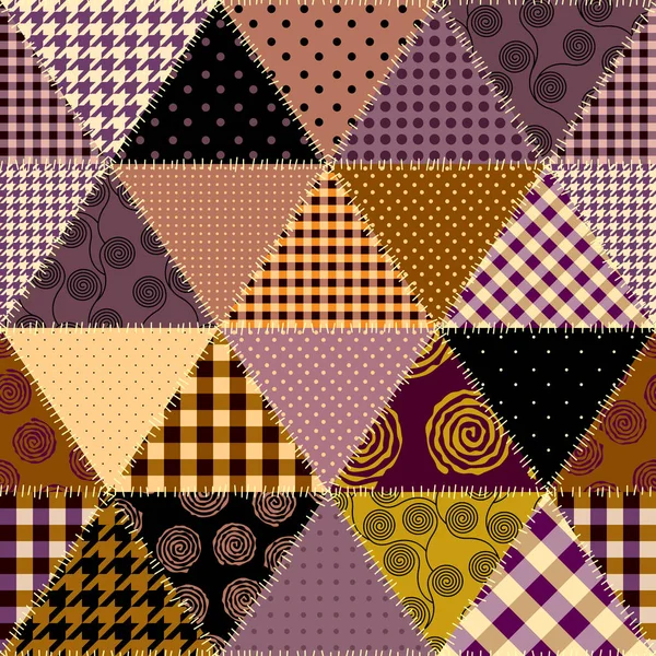 Patrón textil patchwork. Fondo de diseño de acolchado sin costuras. — Archivo Imágenes Vectoriales