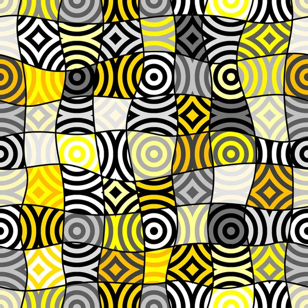 Motivo geometrico giallo in stile collage patchwork . — Vettoriale Stock