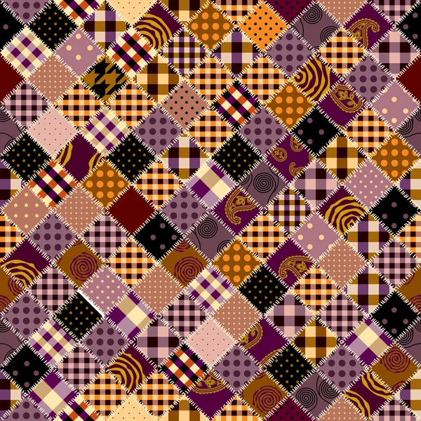 Patrón textil patchwork. Fondo de diseño de acolchado sin costuras. — Vector de stock