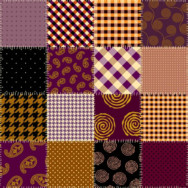 Patrón textil patchwork. Fondo de diseño de acolchado sin costuras. — Vector de stock