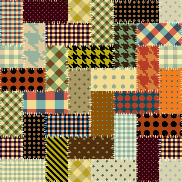 Patrón textil patchwork. Fondo de diseño de acolchado sin costuras. — Archivo Imágenes Vectoriales