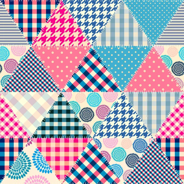 Patrón textil patchwork. Fondo de diseño de acolchado sin costuras. — Vector de stock