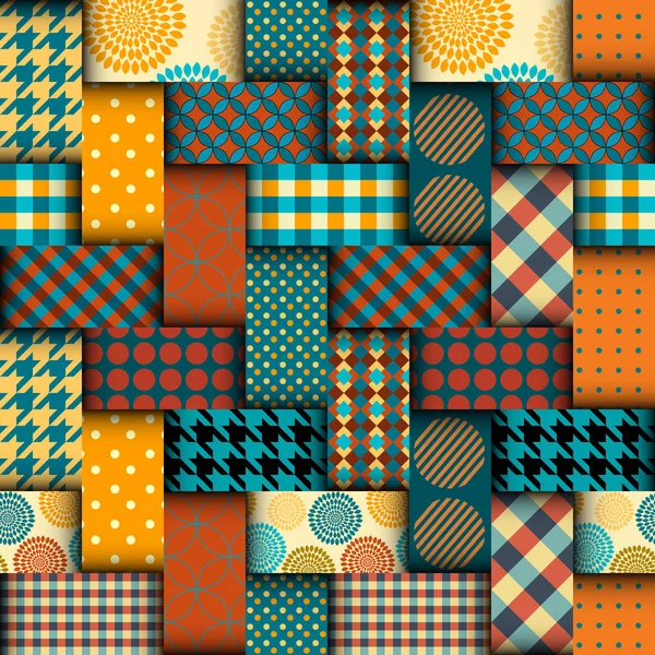 Patrón textil patchwork. Fondo de diseño de acolchado sin costuras. — Vector de stock