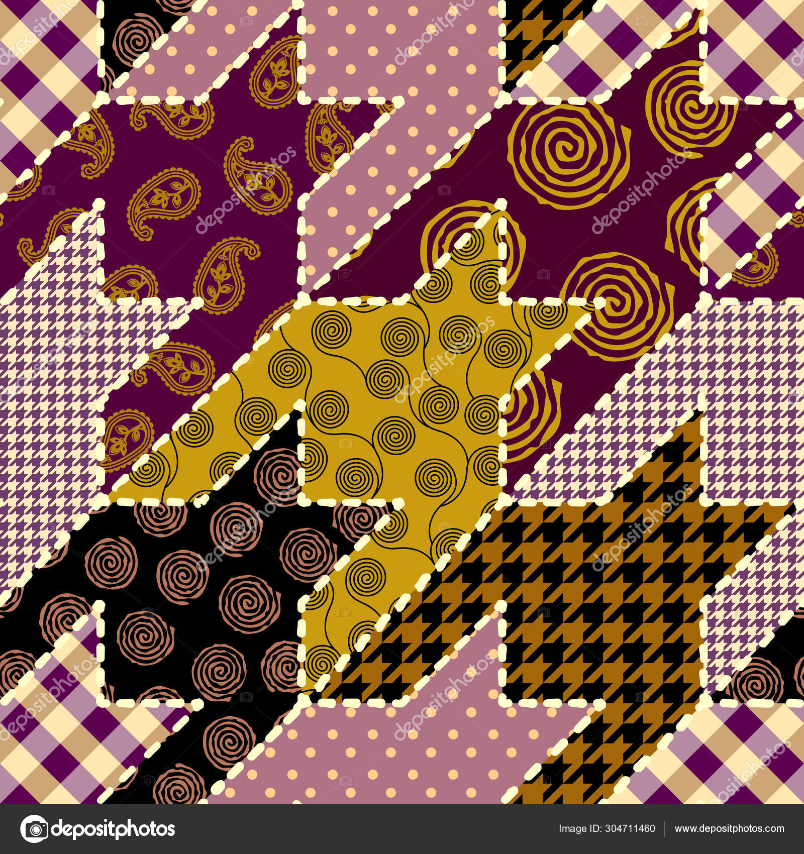 Patchwork textile pattern. Seamless quilting design background. Stock