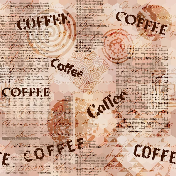 Koffie. Abstracte koffiebonen op bruine achtergrond — Stockvector