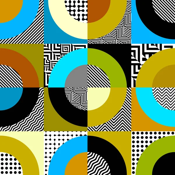 Classic polka dot pattern in a patchwork collage style. — Stock Vector