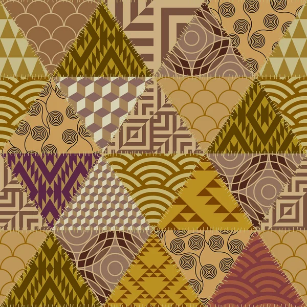Patrón textil patchwork. Fondo de diseño de acolchado sin costuras. — Archivo Imágenes Vectoriales