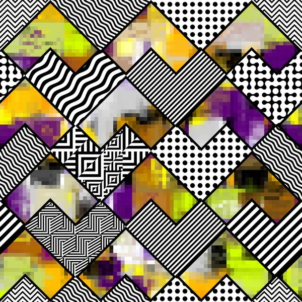 パッチワークのコラージュスタイルで幾何学的なパターン. — ストックベクタ