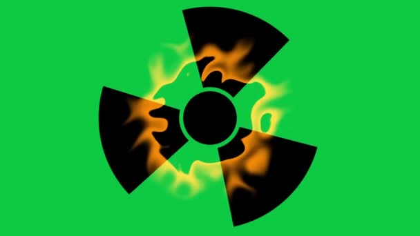 Мигающая иконка ядерного символа — стоковое видео
