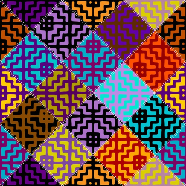 Patrón Fondo Sin Costuras Patrón Tribal Étnico Abstracto Estilo Patchwork — Archivo Imágenes Vectoriales