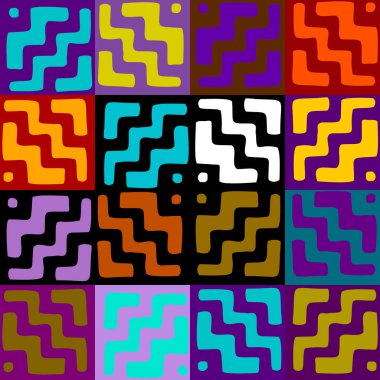 Kusursuz bir arka plan modeli. Yama tarzında soyut etnik kabile modeli. Vektör resmi.