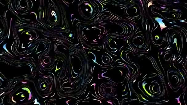 Psychedelic ondulado animado abstrato curvas formas em preto. Looping footage . — Vídeo de Stock