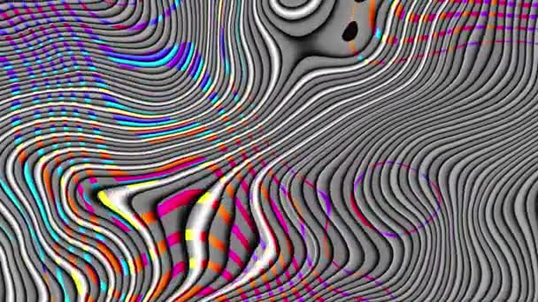 Психоделические волнистые анимированные абстрактные изогнутые формы. Циклические кадры . — стоковое видео