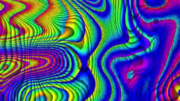 Psychedelische golvende geanimeerde abstracte gebogen vormen. Loopbeelden. — Stockvideo