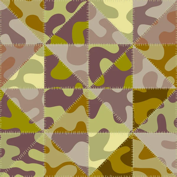 Nahtloses Hintergrundmuster Textile Patchworkmuster Militärischen Stil Vektorbild — Stockvektor