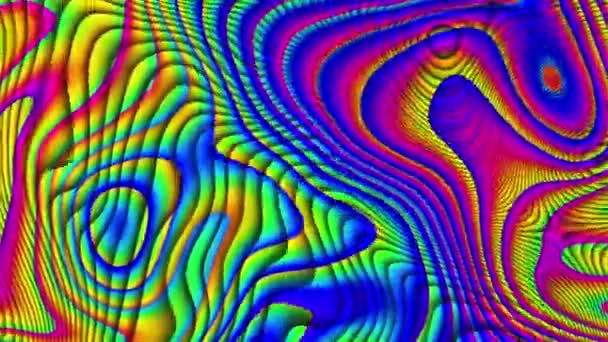 Psychedelic wavy animated abstract curved shapes. Looping footage. — Stock Video