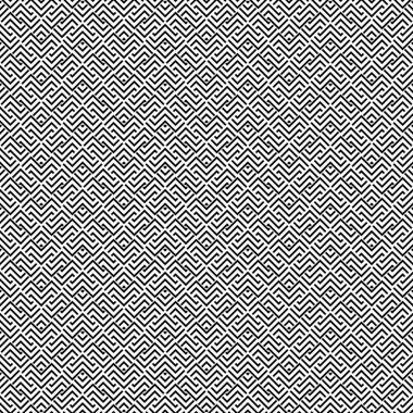 Basit tek renkli geometrik süs eşyası. Siyah ve beyaz yüzey. Kusursuz vektör resmi.