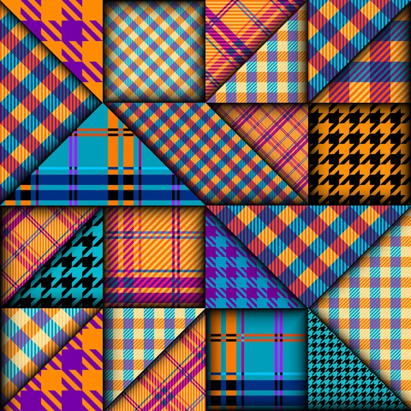 紙カット形状デザインパターン シームレスなベクトル幾何学模様 パッチワークブロック層状スタイル — ストックベクタ