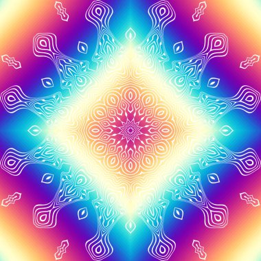 Çok renkli arka planda süs mandala. Vektör resmi.