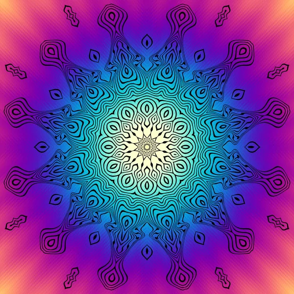 Ornamentales Mandala Auf Mehrfarbigem Hintergrund Vektorbild — Stockvektor