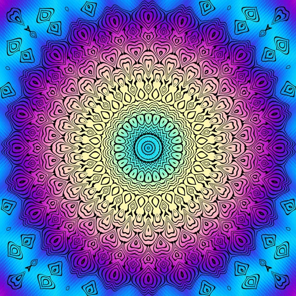 Ornamentales Mandala Auf Mehrfarbigem Hintergrund Vektorbild — Stockvektor