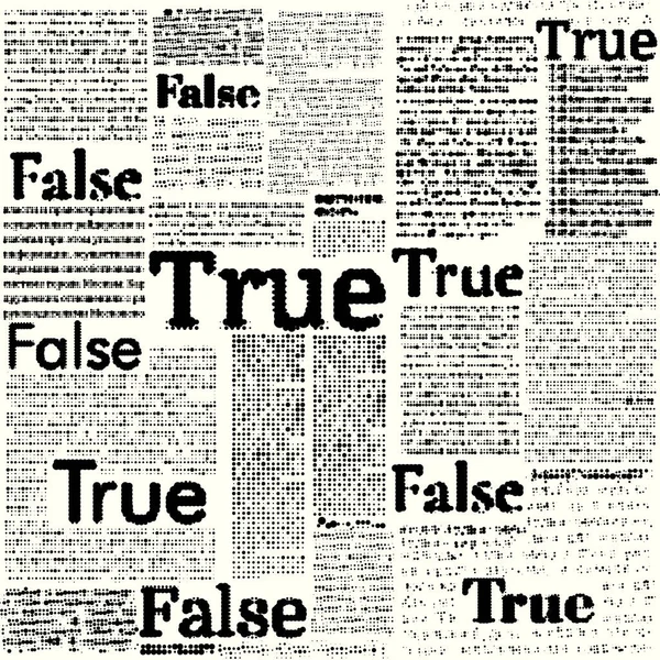 Newspaper Seamless Pattern Vector Image Words False True — Stock Vector