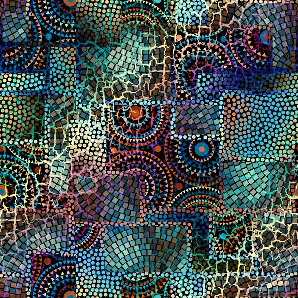 Naadloze grunge abstract vierkant patroon. kraken van verfgrunge. — Stockvector