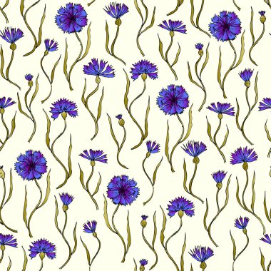 Çiçekli kusursuz vektör deseni. El çizimi
