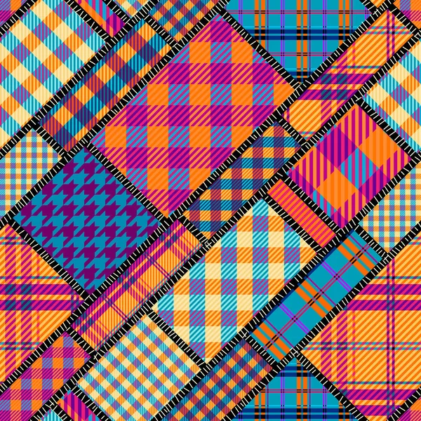 Patchwork textile pattern. Seamless quilting design background. — Stock Vector