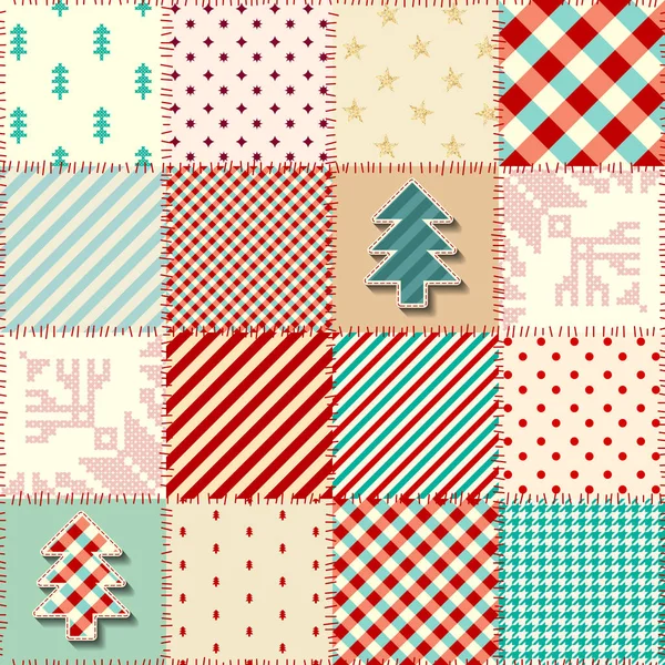 Patrón textil patchwork. Fondo de diseño de acolchado sin costuras. — Archivo Imágenes Vectoriales