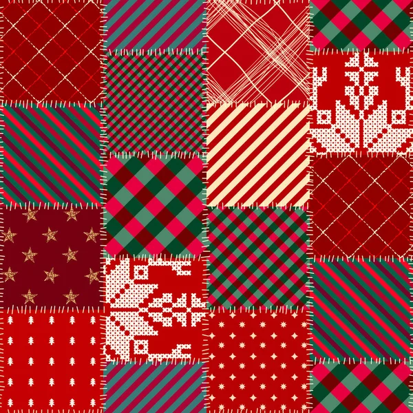 Patrón textil patchwork. Fondo de diseño de acolchado sin costuras. — Archivo Imágenes Vectoriales