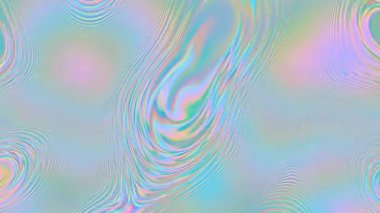 Holografik yanardöner renkleri yansıtan yumuşak dalgalar, tekrarlayan animasyon, soyut arkaplan. Soyut holografik sıvı yüzey döngüsü