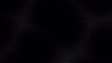 Animasyon teknolojisi karanlık arka plan rastgele noktalar ve ızgara 4K. Koyu yarım ton arkaplan.