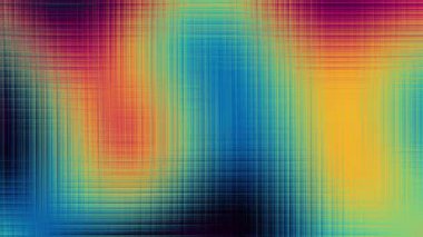 Canlı VHS tarzı gökkuşağı gökkuşağı mavisi beyaz pisikedelik kumlu gradyan renk akışı dalgası siyah arka planda, müzik kapağı dans partisi poster tasarımı. 1970 'li, 70' li, 80 'li, 90' lı yılların Retro Renkleri