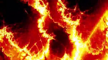 Yıldırım ateşi. Gök gürültülü şimşek siyah arka planda izole edilmiş parlak sarı bir parıltı çakar. Kusursuz döngü canlandırması