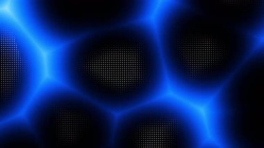 Animasyon teknolojisi karanlık arka plan rastgele noktalar ve ızgara 4K. Koyu yarım ton arkaplan.