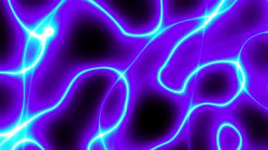 3D animasyon. Mavi mor parlak çizgilerin kaydığı soyut neon arkaplan. Geleceği canlandıran döngü duvar kâğıdı