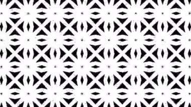 Geometrik siyah ve beyaz şekillerin hipnotik ritmik hareketi. Basit tek renkli döngü geometrik arkaplan
