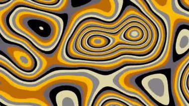 Soyut, retro, turuncu, dalgalı, sıvı, psikedelik, modaya uygun, hippi, düz, soyut, çizgi film döngüsü 70 'lerin retro tarzında.