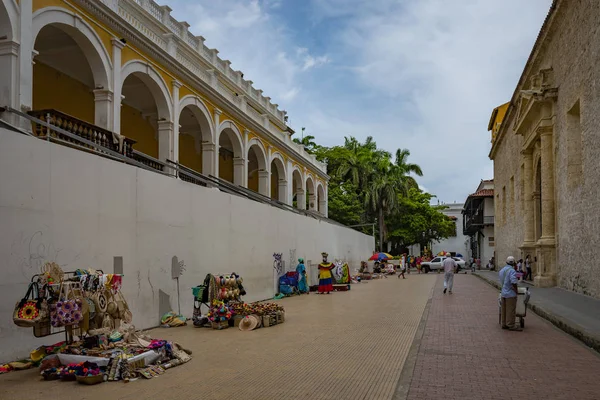 Cartagena Indias Kolumbia 2017 Tradycyjny Rynek Centrum Miasta — Zdjęcie stockowe