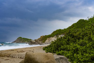 Tayrona Ulusal Parkı 'ndan güzel bir manzara, Santa Marta, Kolombiya
