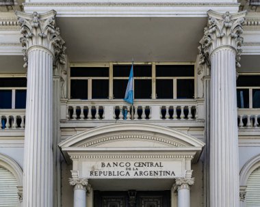 Buenos Aires, Arjantin - 09 / 01 / 2019: BCRA Cephesi (Arjantin Merkez Bankası)