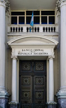 Buenos Aires, Arjantin - 09 / 01 / 2019: BCRA Cephesi (Arjantin Merkez Bankası)