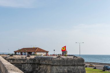 Cartagena de Indias, Kolombiya - 05 / 29 / 2018: Kafe del Mar, ikonik ve ünlü bir bar manzarası