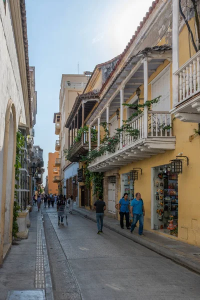 Cartagena Indias Colombia 2018 Типова Колоніальна Вулиця Картахени Індіас — стокове фото