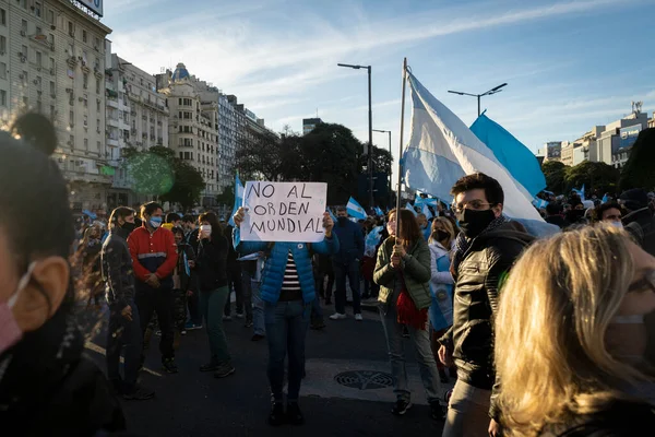 Buenos Aires Argentina 2020 Manifestantes Antibloqueo Marchan Desafiando Gobierno —  Fotos de Stock