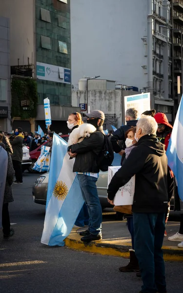 Buenos Aires Argentina 2020 Protiuzamykatelní Demonstranti Pochodují Proti Vládě — Stock fotografie